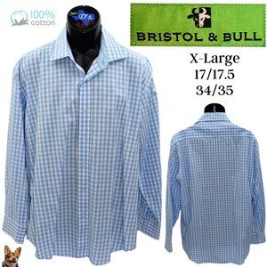 Bristol & Bull XL 17-17.5 34/35 Light Blue Gingham